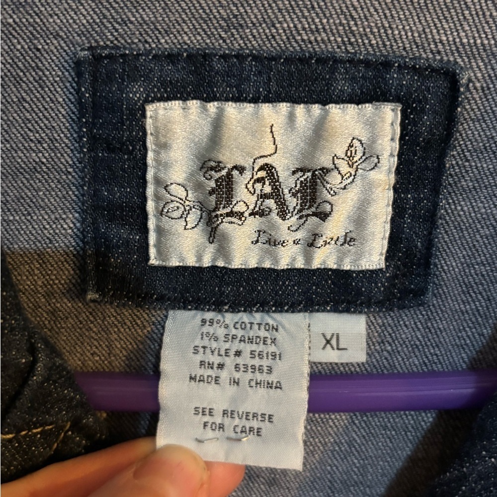 Live a Little Vintage Denim Jacket Woman’s XL - Picture 2 of 5